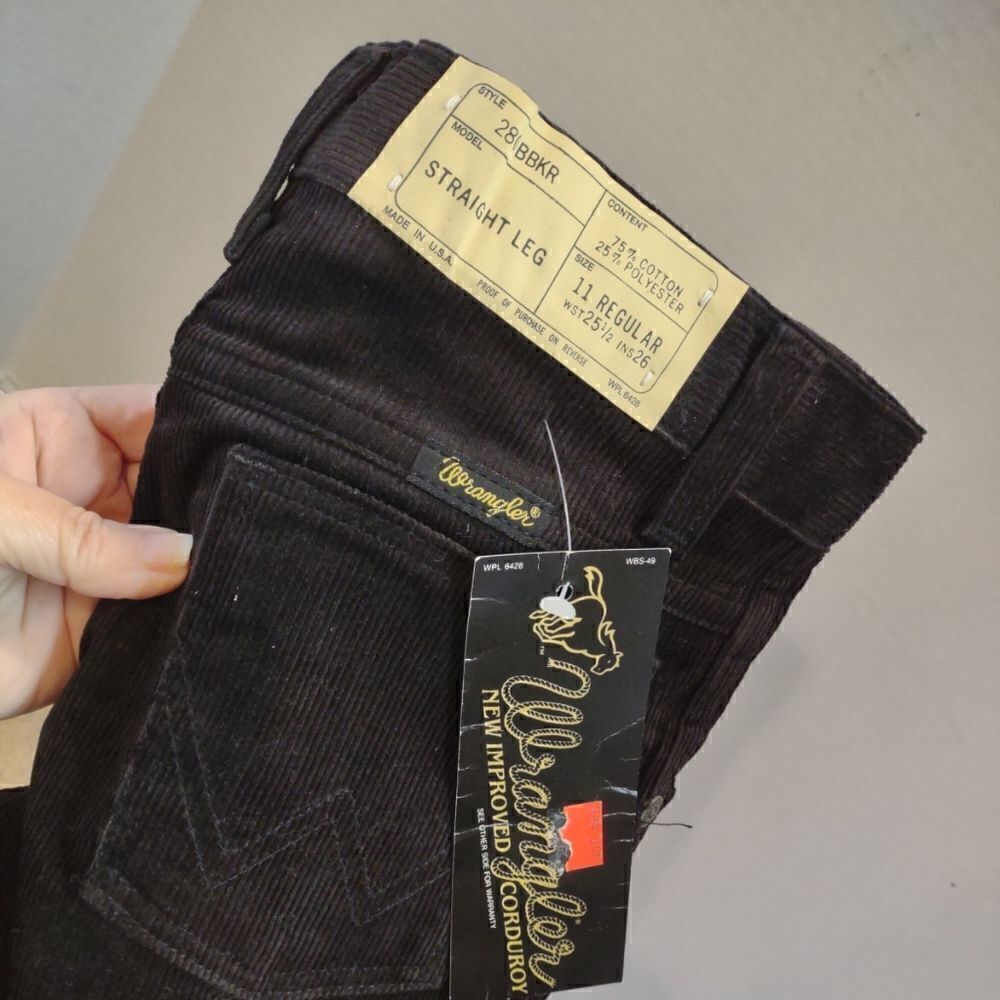 👍 Wrangler Vintage Corduroy Black Straight Leg Pants Size 11 Boys / Girls. K1